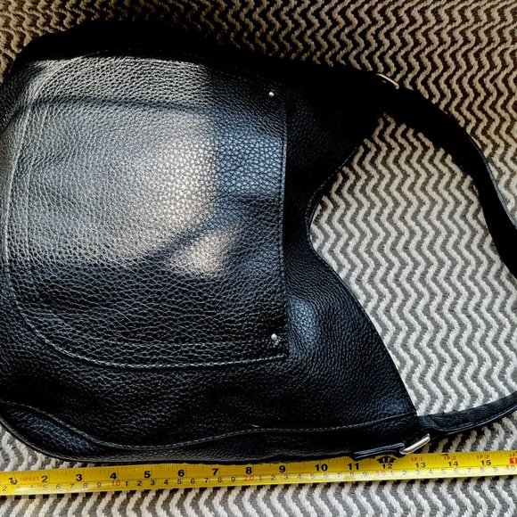 Liz Claiborne Black Leather Hobo Hand Bag Middle Size Shoulder Braiding Purse - Picture 4 of 8